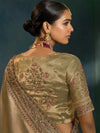 Choli Back View Grey Ziraf Silk Saree with Heavy Border Work for Zurich Reception