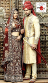 Designer Bridal Lehenga Paired With Cream Heritage Sherwani For Destination Weddings San Francisco