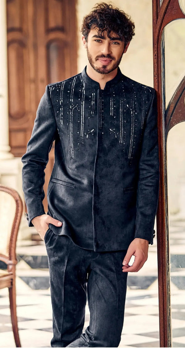 Navy Blue Elegant Trouser Suit for Wedding Reception