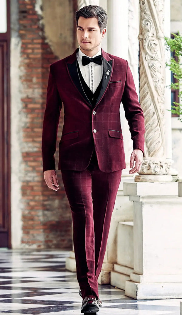 Maroon Reception Trouser Suit for Groom