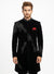 Black Flock Velvet luxury Indo Western with premium cutdana hand embroidery for HNI wedding celebrations by BharatPlaza