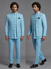 Luxury light sky layered Jodhpuri for uncles and friends attending weddings in Amsterdam