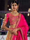 Fuchsia Pink & Antique Gold Banarasi Silk Royal Lehenga
