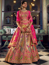 Fuchsia Pink & Antique Gold Banarasi Silk Royal Lehenga