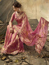 Fuchsia Pink Gold-Tone Velvet Satin Wedding Saree