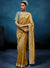 Gold Fancy Fabric Designer Saree showcasing an elegant handwork border for luxury wedding wear | BharatPlaza