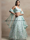 Light Blue Thread & Self Rainbow Sequins Lehenga for Indian Weddings USA