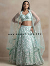 Light Blue Rainbow Sequins Bridesmaid Lehenga for Indian Weddings London UK
