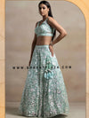 Light Blue Soft Net Rainbow Sequins Lehenga for Indian Weddings Syndey Australia