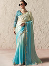 Luxury Light Blue Tissue Organza Saree in Malaysia