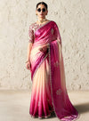 Designer Pink Organza Party Wear Saree With Digital Printed Blouse in Queenstown
