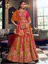 Pink Banarasi silk bridal blouse with ornate back and sleeve work for brides and sisters in Toronto