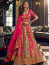 Pink Sapphire Banarasi Art Silk Zarkan Bridal Lehenga Choli