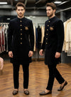 Premium Bespoke Black Velvet Indo Western Suit for Brothers and Groomsmen in Chicago | BharatPlaza