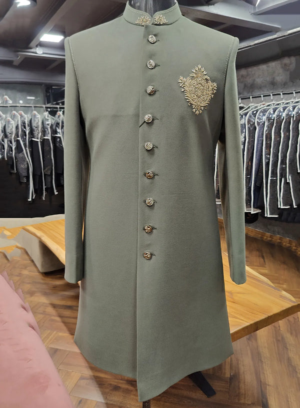 Premium Sage Green Bandhgala Indo-Western for Wedding Guest in Chicago