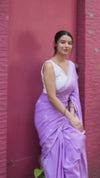 Lavender printed cotton saree with blouse piece modern ethnic saree for girls and women BharatPlaza 