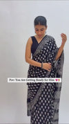 Online Shop of Black Mul Cotton Ready To Wear Saree – Printed Elegance
