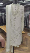 Handcrafted Traditional Ivory Silk Wedding Sherwani - Royal Groom Collection
