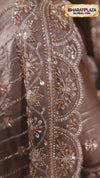 Dusty Mauve Velvet Satin Designer Saree with Heavy Blouse