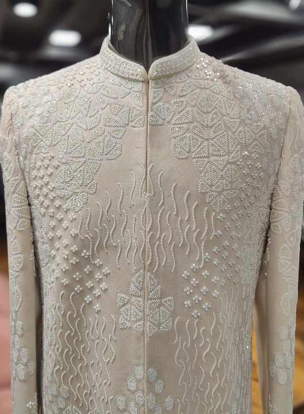 Closer Look Statement Luxury Ivory Designer Indo-Western Reception Outfit Paris