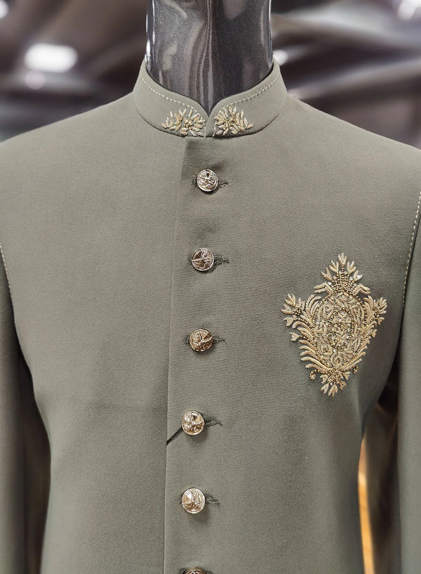 Handcrafted Sage Green Indo-Western for Fathers and Uncles in Dubai
