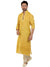 Yellow Cot Silk Casual Kurta with Self Embroidery Lines