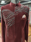 Royal Designer Wine Indo Western for Groom Reception Melbourne Wedding Outfit | BharatPlaza
