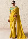 Premium Yellow Party Wear Organza Saree in Toronto